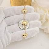 14k Solid Gold Puffy Heart Bracelet - 7.5" Adjustable - Fine Elegant Jewelry - Mother's day, Christmas, Birthday, anniversary gift.