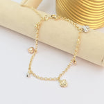 Adorable 14k Tricolor Multi Heart Charm Bracelet - Adjustable Bracelet - Fine Jewelry For Her