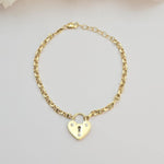 Unique 14k gold Heart Locket Bracelet - Unique & Elegant Piece - 7+1 inches - Perfect Gift For Her
