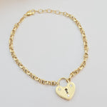 Unique 14k gold Heart Locket Bracelet - Unique & Elegant Piece - 7+1 inches - Perfect Gift For Her