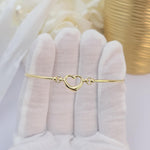 14K Gold Heart Bangle Bracelet – Adjustable