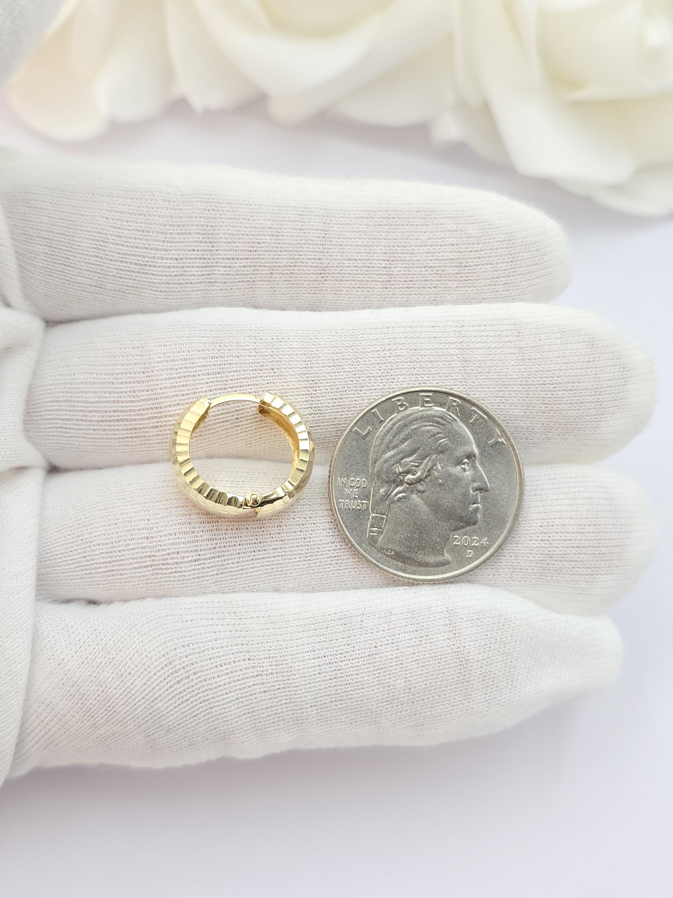 14k Polished Thick Huggie Earrings - 17mm & 6mm