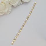 Solid 14k Gold Fancy Eternity Heart Bracelet - Fine & Elegant Piece - 7.5 Inches