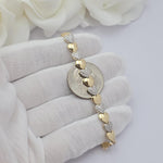 Solid 14k Gold Fancy Eternity Heart Bracelet - Fine & Elegant Piece - 7.5 Inches