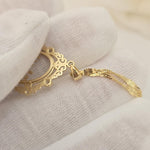 14k Solid Gold ‘Mom’ Pendant Necklace – Elegant Oval Filigree Design - Perfect mother's day, Christmas, Birthday Gift