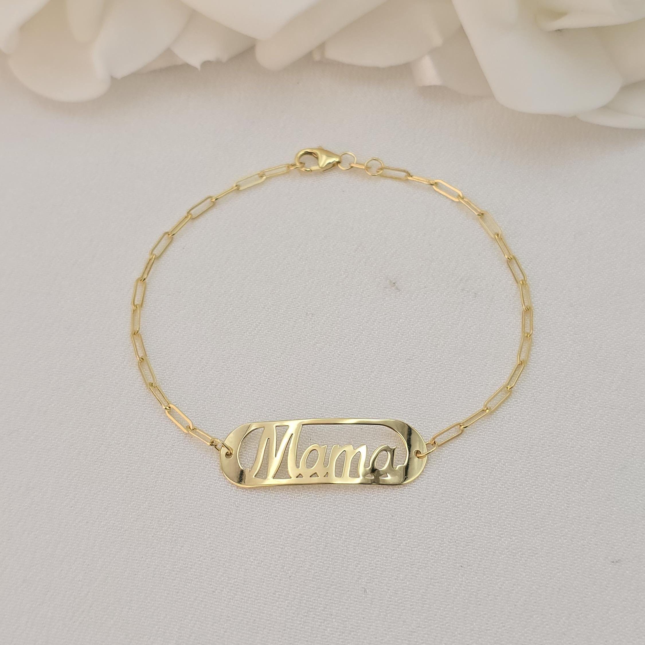 Solid 14k Gold "Mama" Paperclip Bracelet - Lovely Mother's Day Gift - Elegant & Meaningful