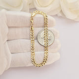 SOLID 14K Gold Leaf Link Bracelet - 7+1" Adjustable - Elegant & Minimalist - Perfect Gift For Her