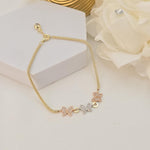 TRICOLOR 14K Solid Gold Butterfly Bracelet – Pavé Design - Shiny & Adorable - Modern Jewelry For Her
