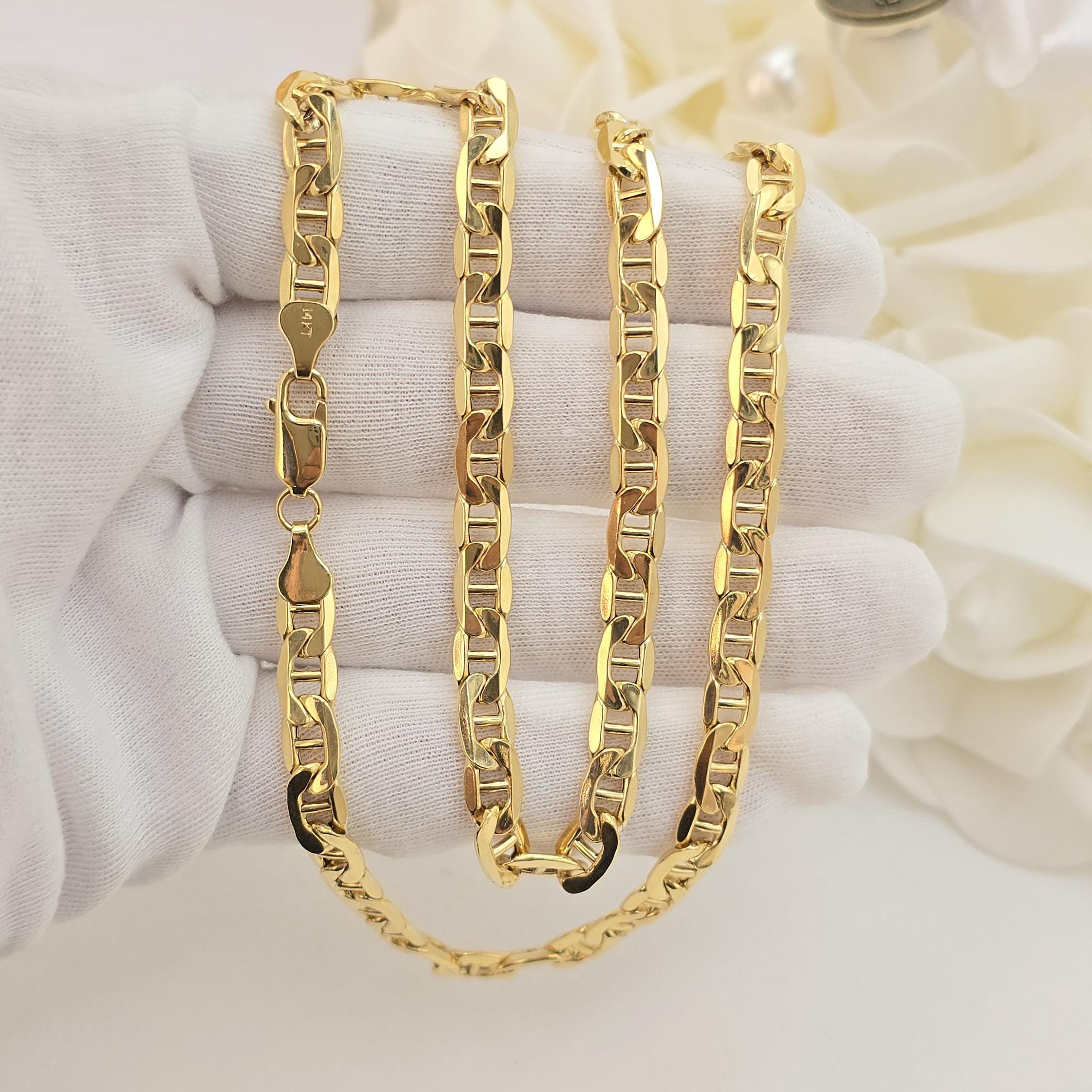 REAL 14k Gold 6.2mm Thick Mariner Chain - Perfect Gift - Fine & Elegant - Christmas, Birthday, Anniversary Gift