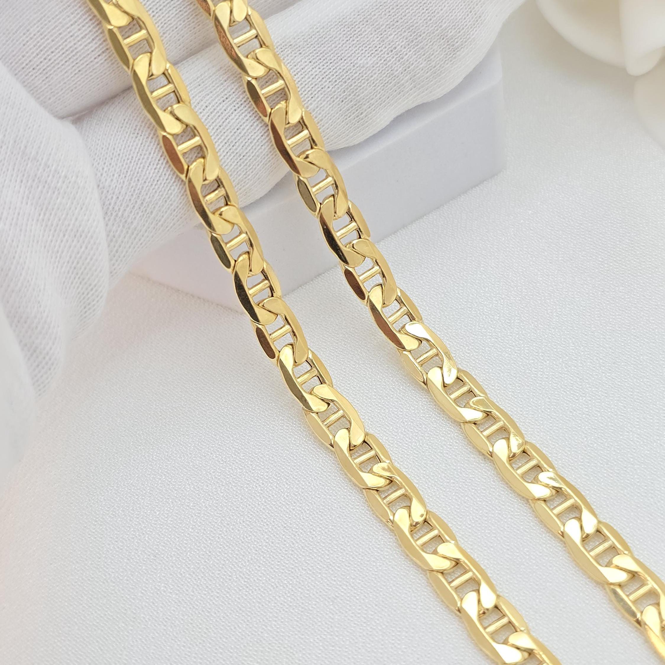 REAL 14k Gold 6.2mm Thick Mariner Chain - Perfect Gift - Fine & Elegant - Christmas, Birthday, Anniversary Gift