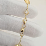 14k Solid Gold Puffy Heart Bracelet - 7.5" Adjustable - Fine Elegant Jewelry - Mother's day, Christmas, Birthday, anniversary gift.