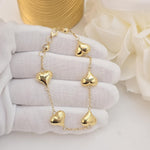 14k Solid Gold Puffy Heart Bracelet - 7.5" Adjustable - Fine Elegant Jewelry - Mother's day, Christmas, Birthday, anniversary gift.