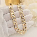 Thick Solid 14k Gold 9.8MM Thick Figaro Bracelet - Perfect Gift For Him - Real Gold