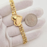 Thick 14k Gold Chino Link Heart Lock Bracelet - 7.9mm - 7.5 Inches