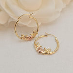 14k Mom Hoop Earrings - Rose & Yellow Gold