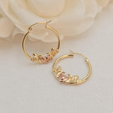 14k Mom Hoop Earrings - Rose & Yellow Gold