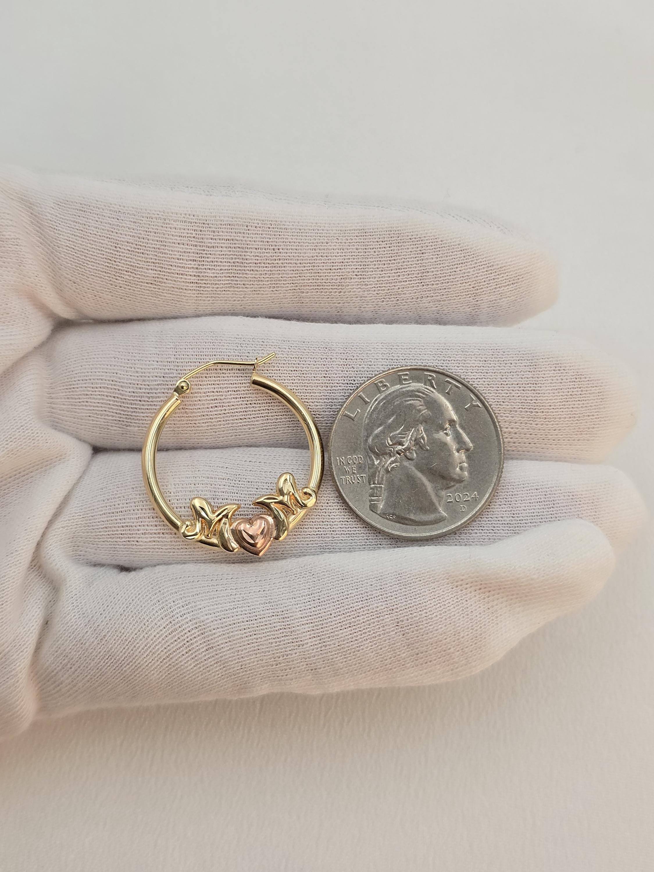 14k Mom Hoop Earrings - Rose & Yellow Gold