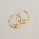 14k Mom Hoop Earrings - Rose & Yellow Gold