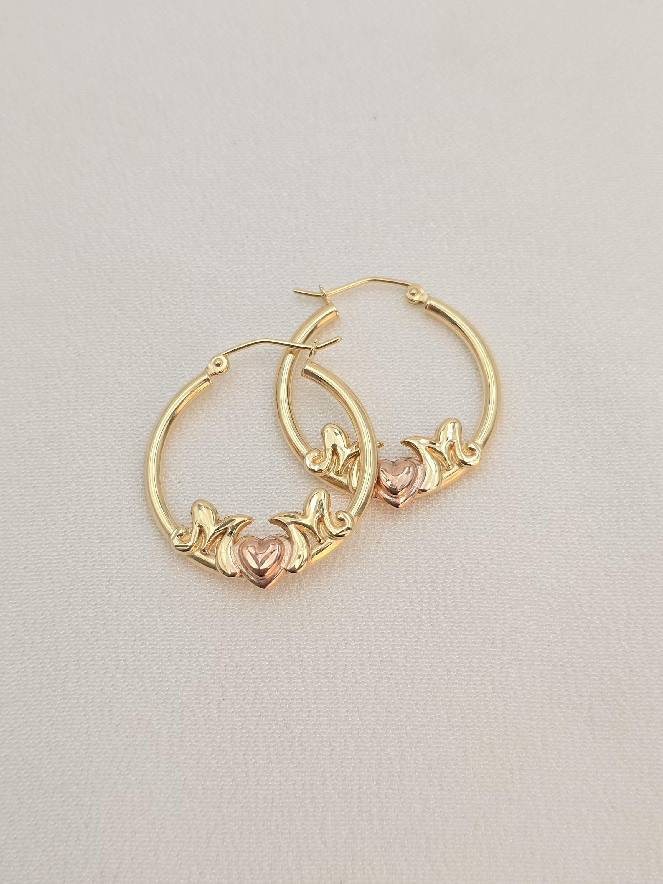 14k Mom Hoop Earrings - Rose & Yellow Gold