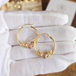 14k Mom Hoop Earrings - Rose & Yellow Gold