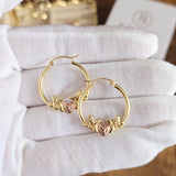 14k Mom Hoop Earrings - Rose & Yellow Gold