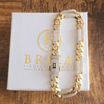 14k Gold Monaco Figaron Iced Out Link Bracelet - CZ