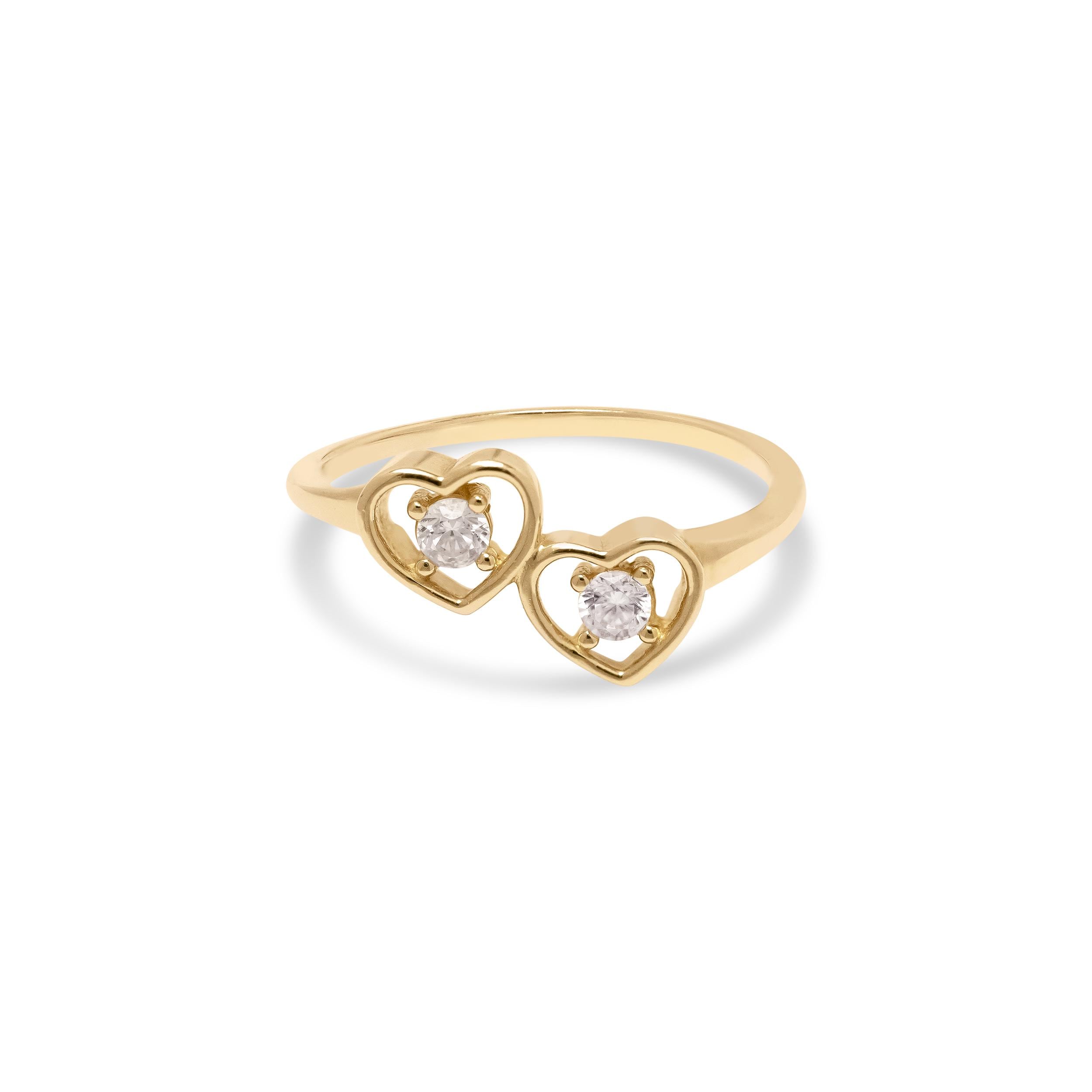 Solid 14k Gold Double Heart Ring