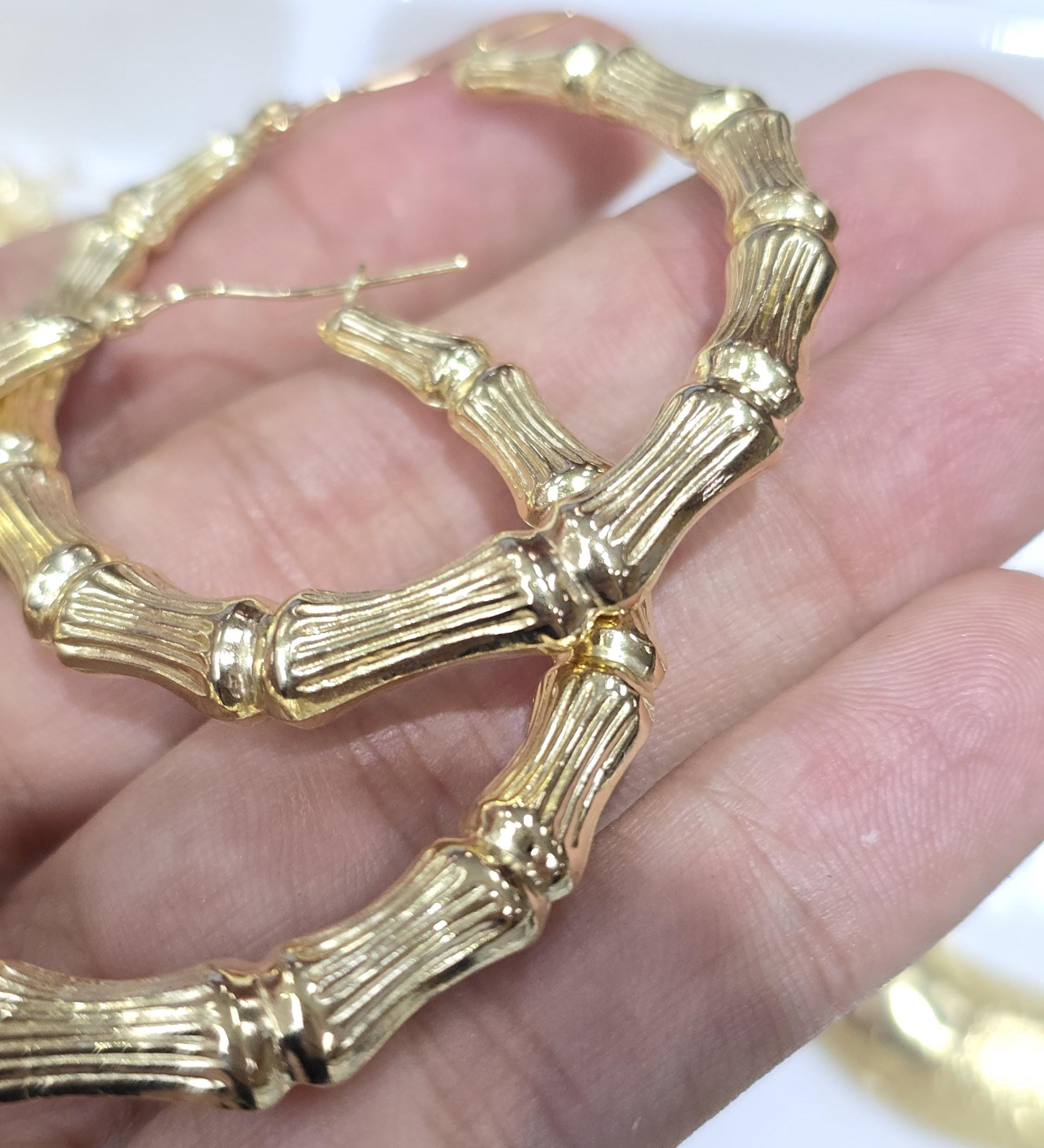 Extra Large 14k Bamboo Hoops - 50mm - 8.5 grams