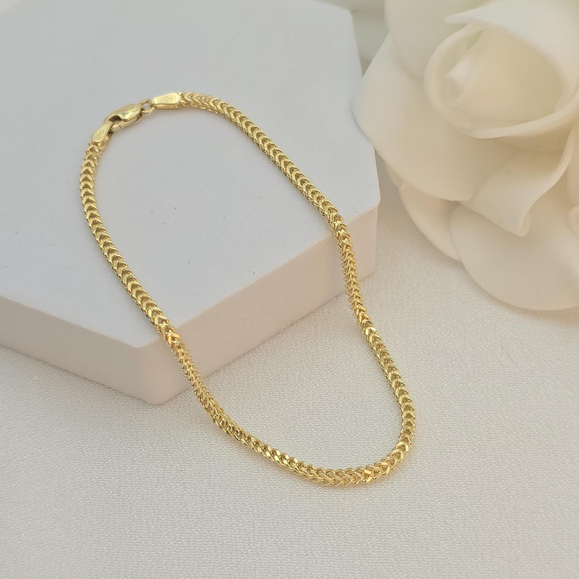 14k Square Franco Bracelets - 2.2mm