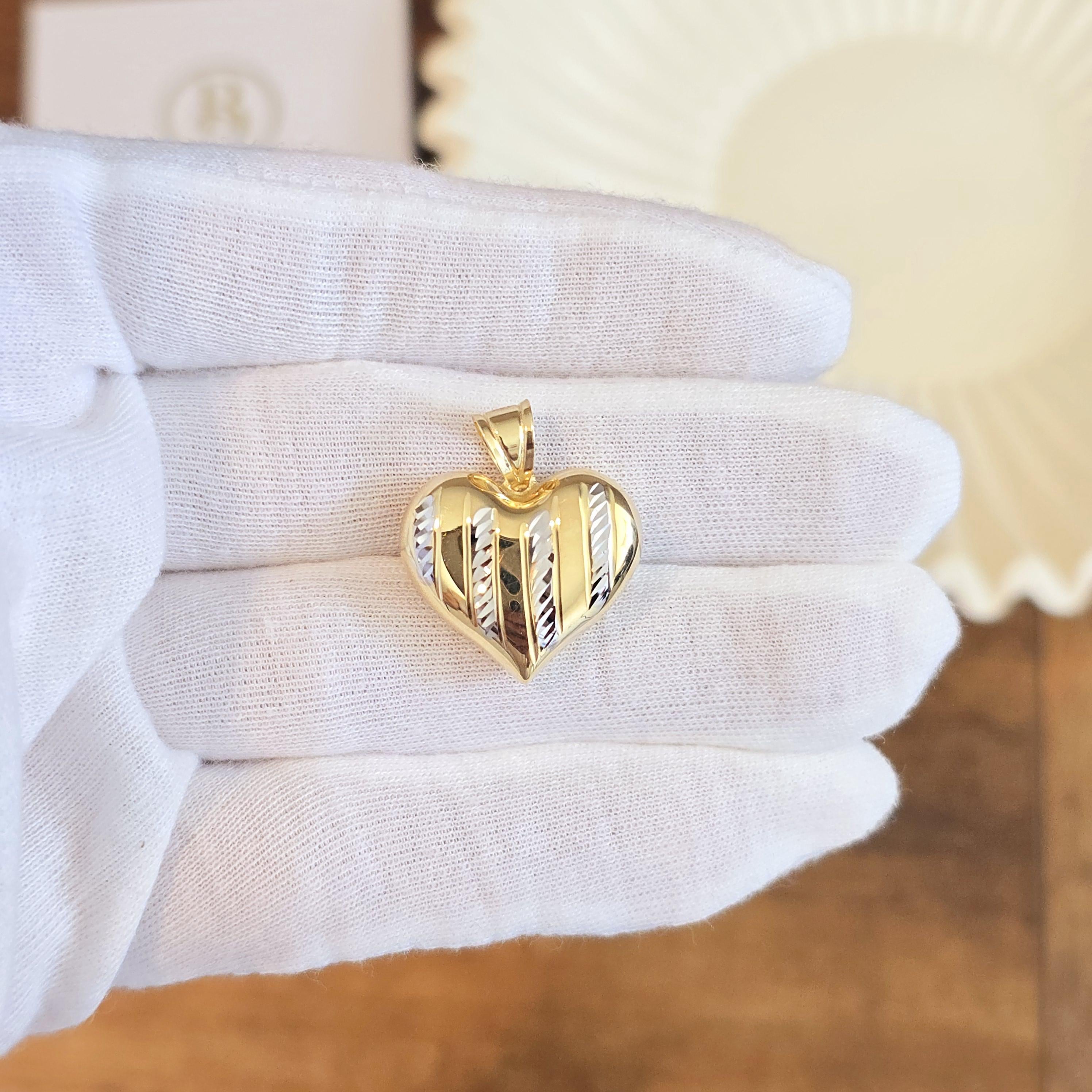 14K Gold Puffy Heart Pendant – Fine Jewelry For Her - 2 Tones
