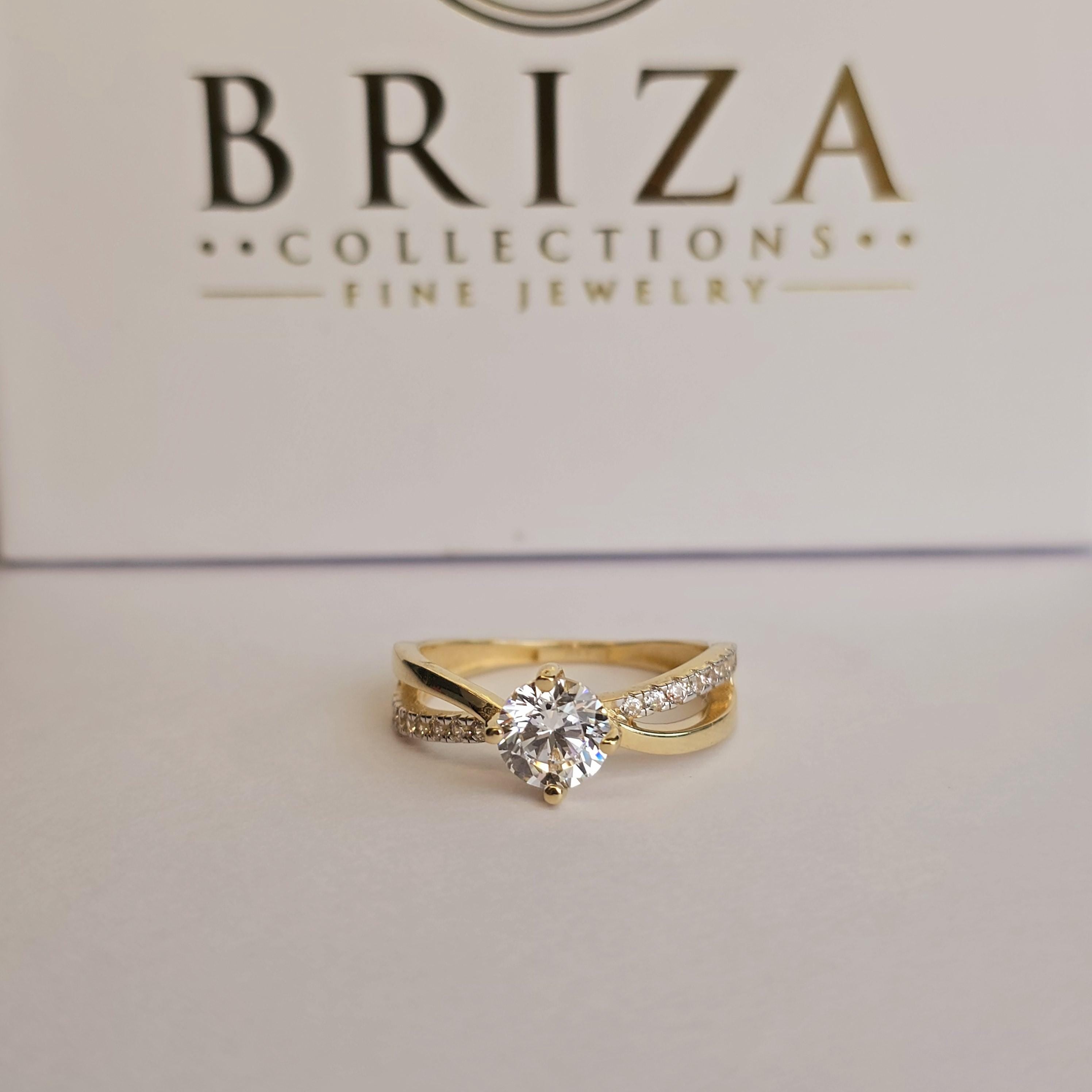 14K Gold Bypass CZ Engagement Ring – 6.2mm - Elegant & Classy - Fine Jewelry For Her
