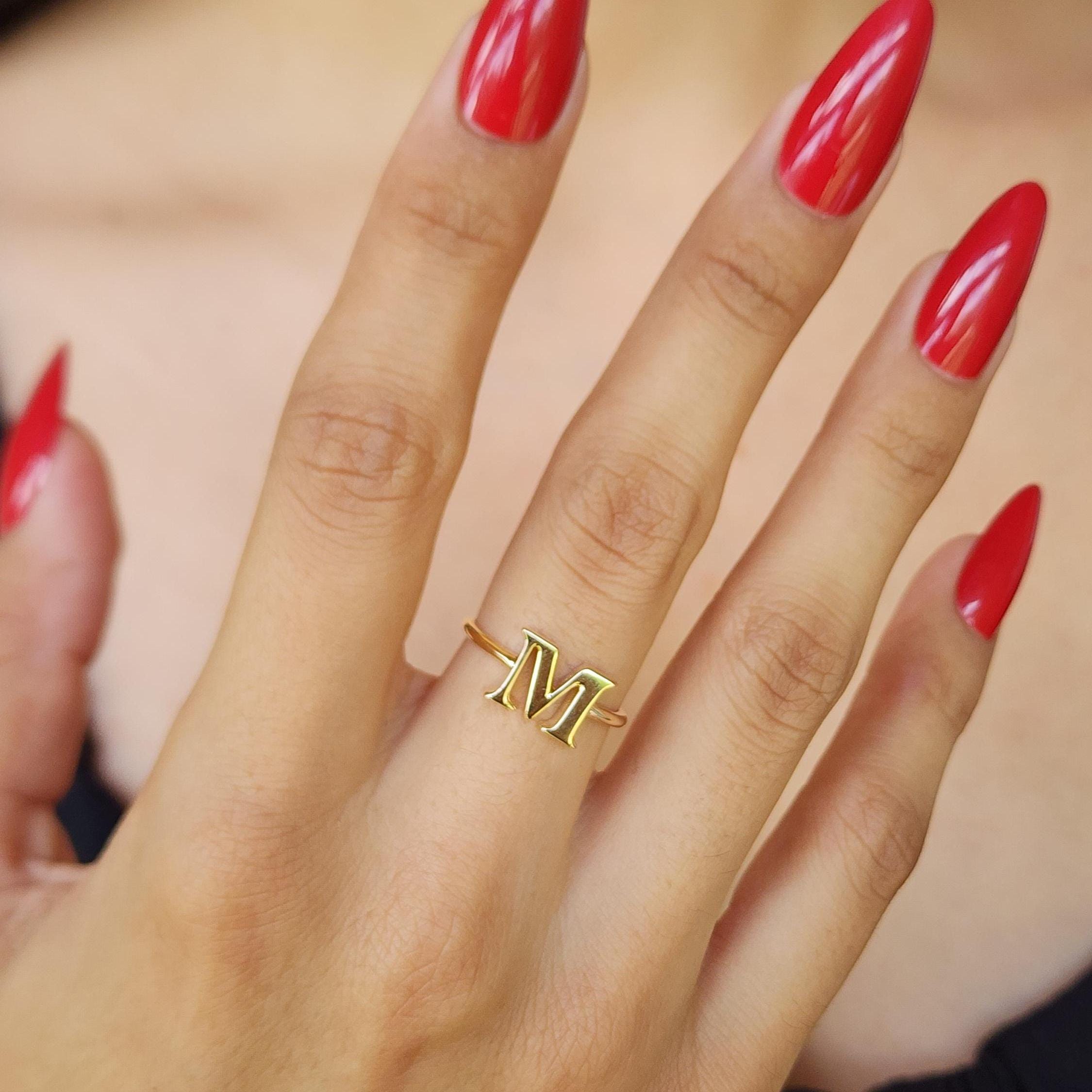 Solid 14k Gold Polished Initial Ring