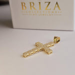 Fully Solid 14k CZ Iced Out Cross Pendant - Fine Jewelry - Shiny Pendant - Unisex