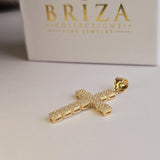 Fully Solid 14k CZ Iced Out Cross Pendant - Fine Jewelry - Shiny Pendant - Unisex