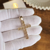 Fully Solid 14k CZ Iced Out Cross Pendant - Fine Jewelry - Shiny Pendant - Unisex