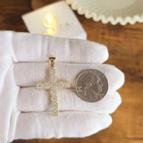 Fully Solid 14k CZ Iced Out Cross Pendant - Fine Jewelry - Shiny Pendant - Unisex