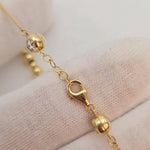 14k Gold Puffy Heart & Beads Bracelet - 7.5 Inches