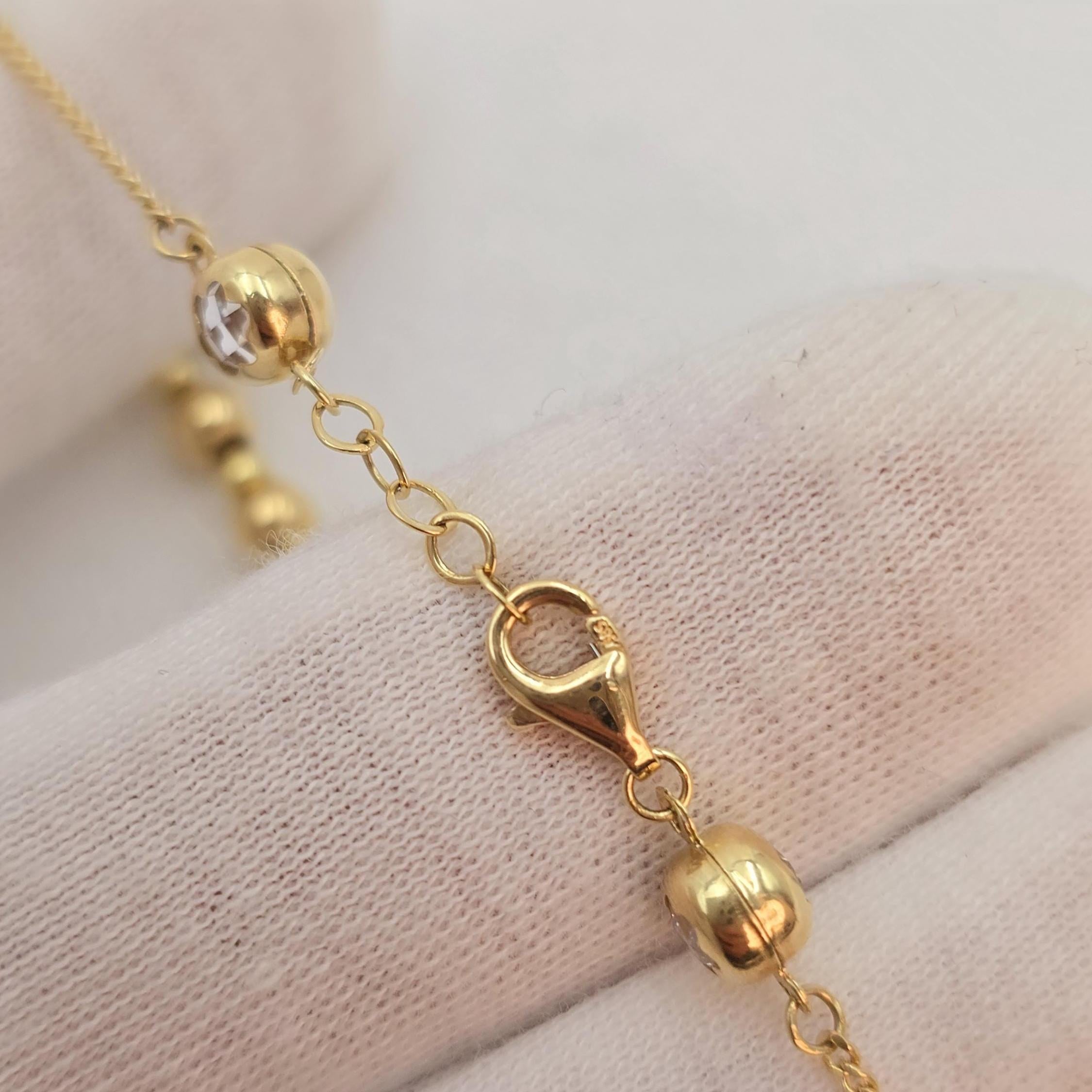 14k Gold Puffy Heart & Beads Bracelet - 7.5 Inches