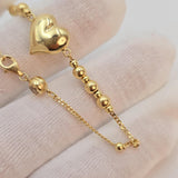 14k Gold Puffy Heart & Beads Bracelet - 7.5 Inches