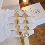 Chunky 14K Solid Gold Heart Link Bracelet - Adjustable