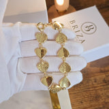 Chunky 14K Solid Gold Heart Link Bracelet - Adjustable