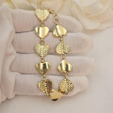 Chunky 14K Solid Gold Heart Link Bracelet - Adjustable