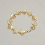 Chunky 14K Solid Gold Heart Link Bracelet - Adjustable
