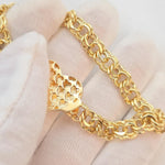 Thick 14k Gold Chino Link Heart Lock Bracelet - 7.9mm - 7.5 Inches