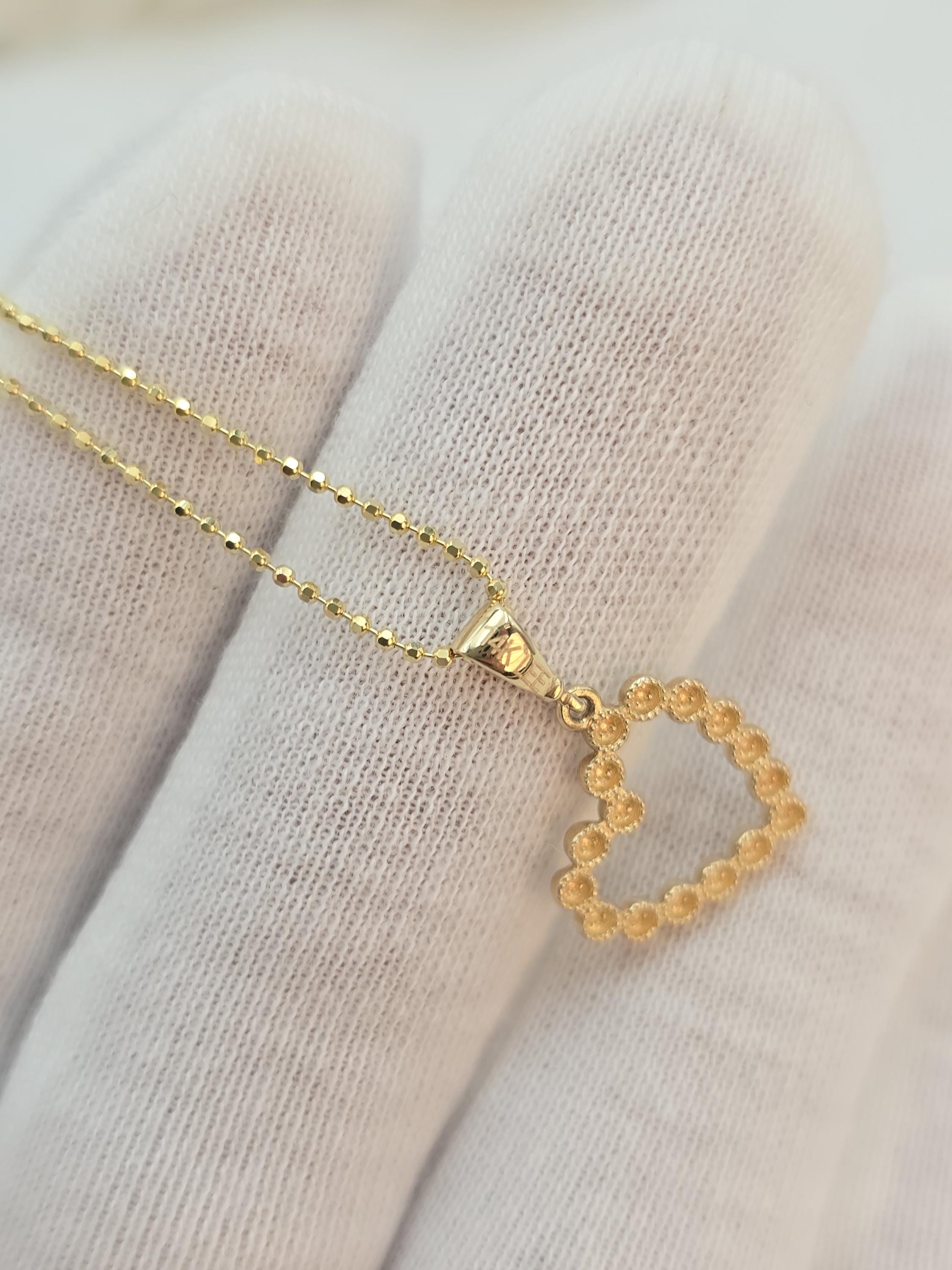 14k Beaded Heart Necklace