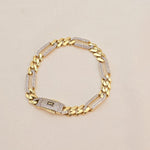 14k Gold Monaco Figaron Iced Out Link Bracelet - CZ