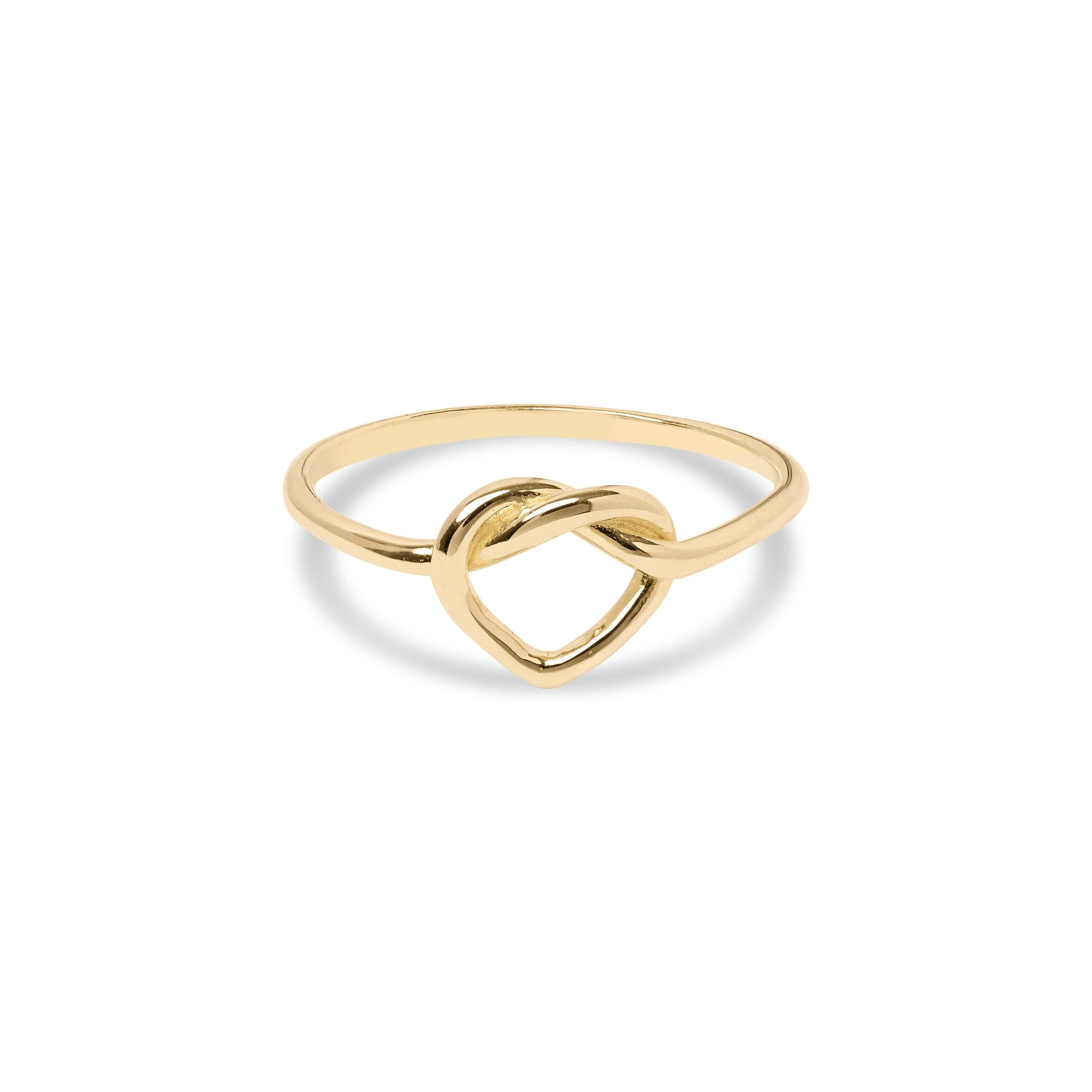 Dainty 14k Gold Knot Heart Ring
