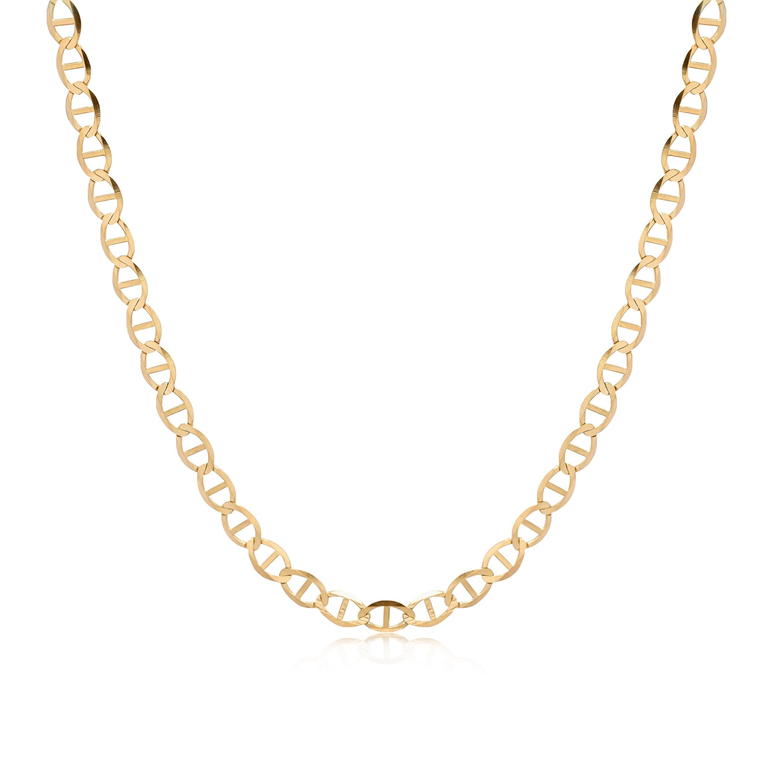 Solid 14k Gold 2MM Mariner Link chain - 16" to 24" - Anchor link - Fine Jewelry - 100% Gold