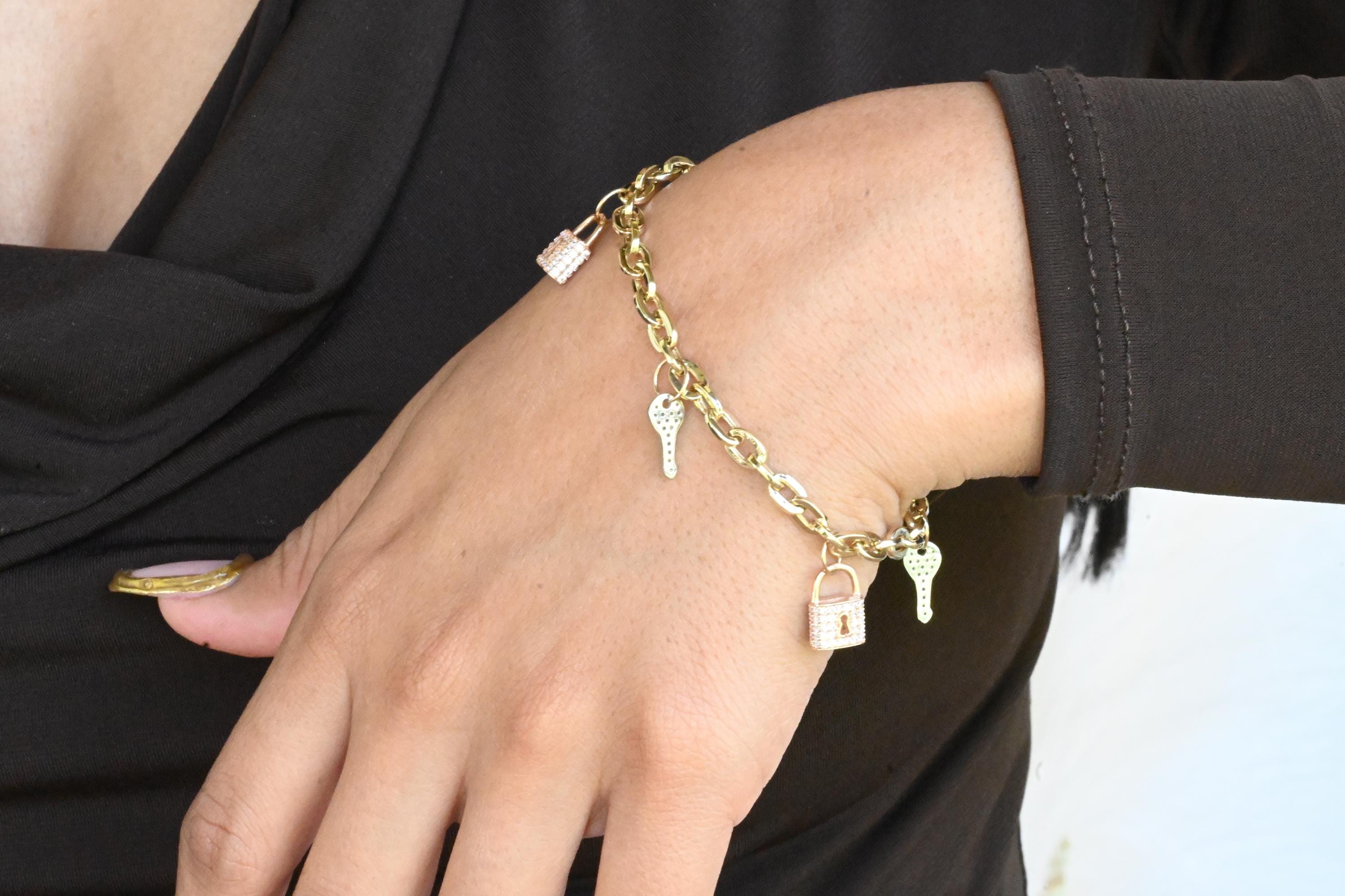 14k Rolo Key & Lock Bracelet