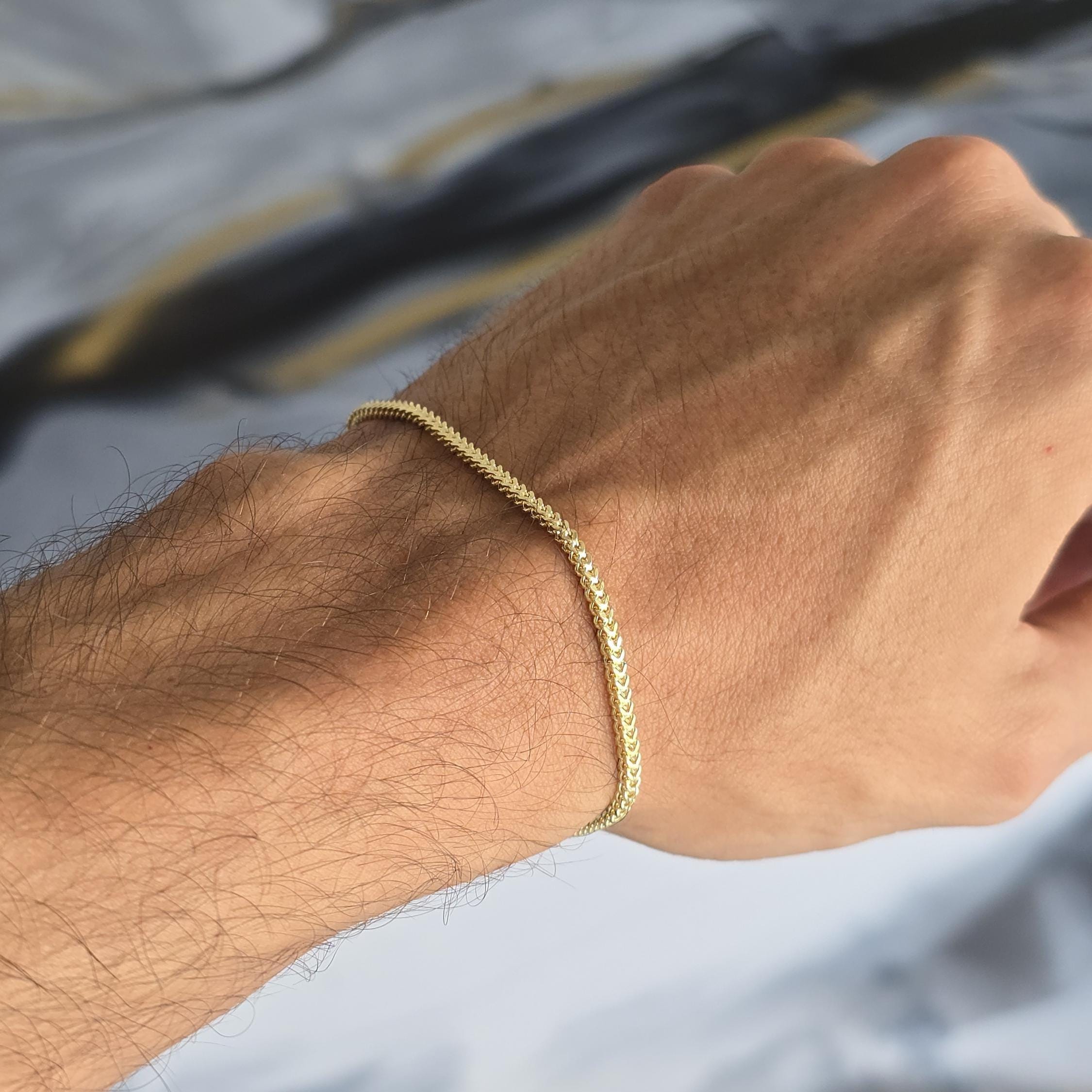 14k Square Franco Bracelets - 2.2mm